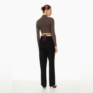 Aritzia Babaton Sculpt Knit Tie-Back Longsleeve (coffee bean color)